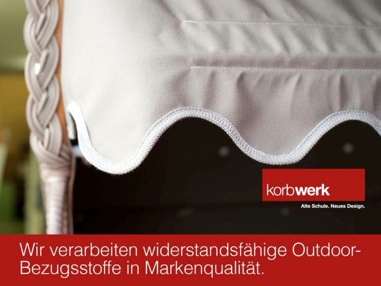 Wir verarbeiten widerstandsfähige Outdoor-Bezugsstoffe in Markenqualität