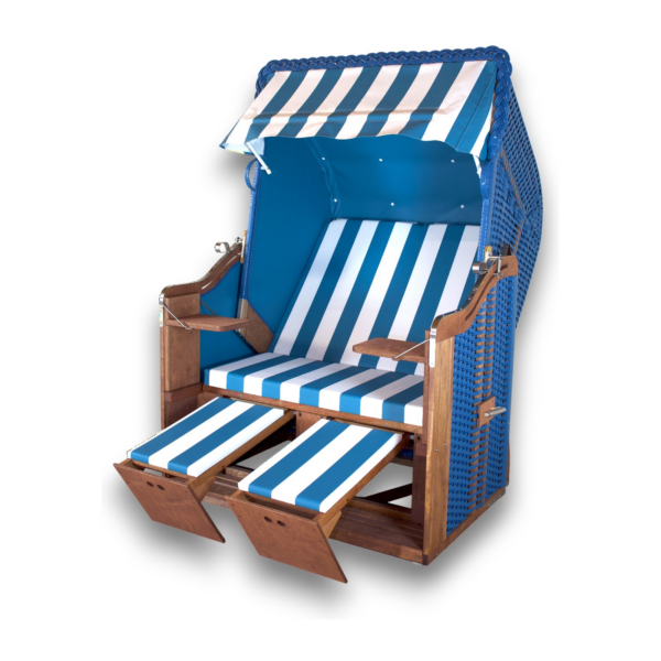 Strandkorb "BRILLANTBLAU" - Zweisitzer Ostseeform Halblieger