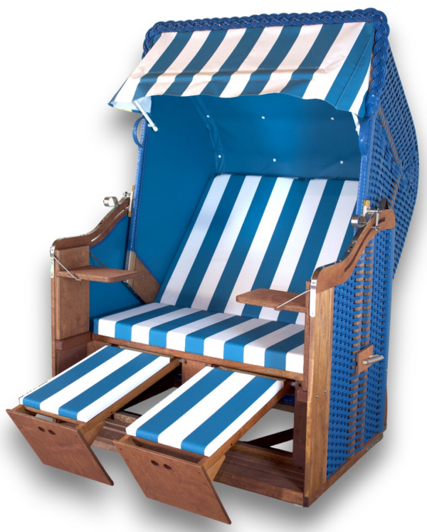 Strandkorb "BRILLANTBLAU" - Zweisitzer Ostseeform Halblieger